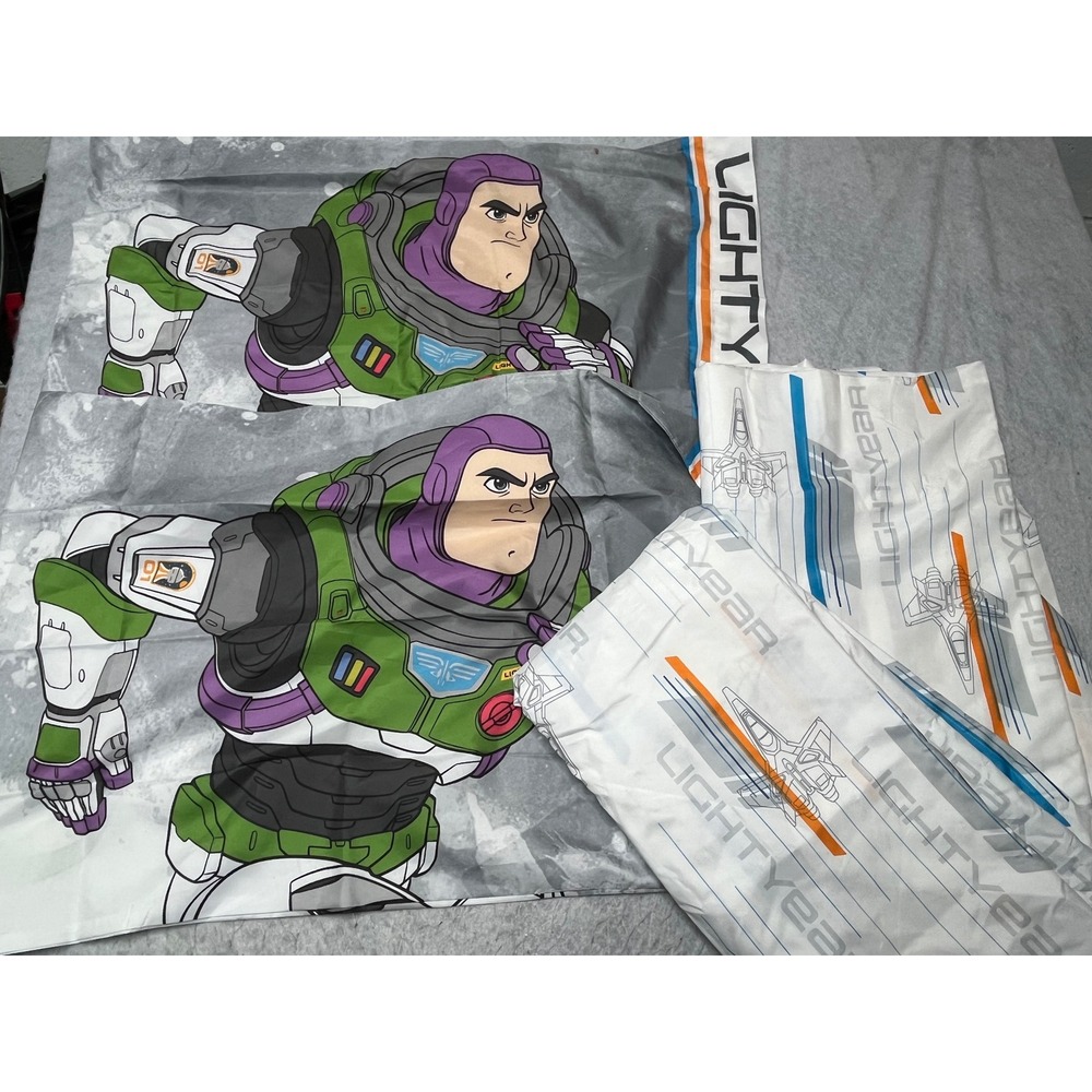 Disney Pixar Bedding Set Full Flat fitted  Sheet 2 Pillowcases‎ Buzz Lightyear